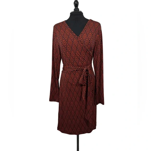 orange wrap dress banana republic Linen-Blend Wrap Midi Dress
